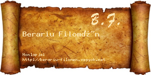 Berariu Filomén névjegykártya